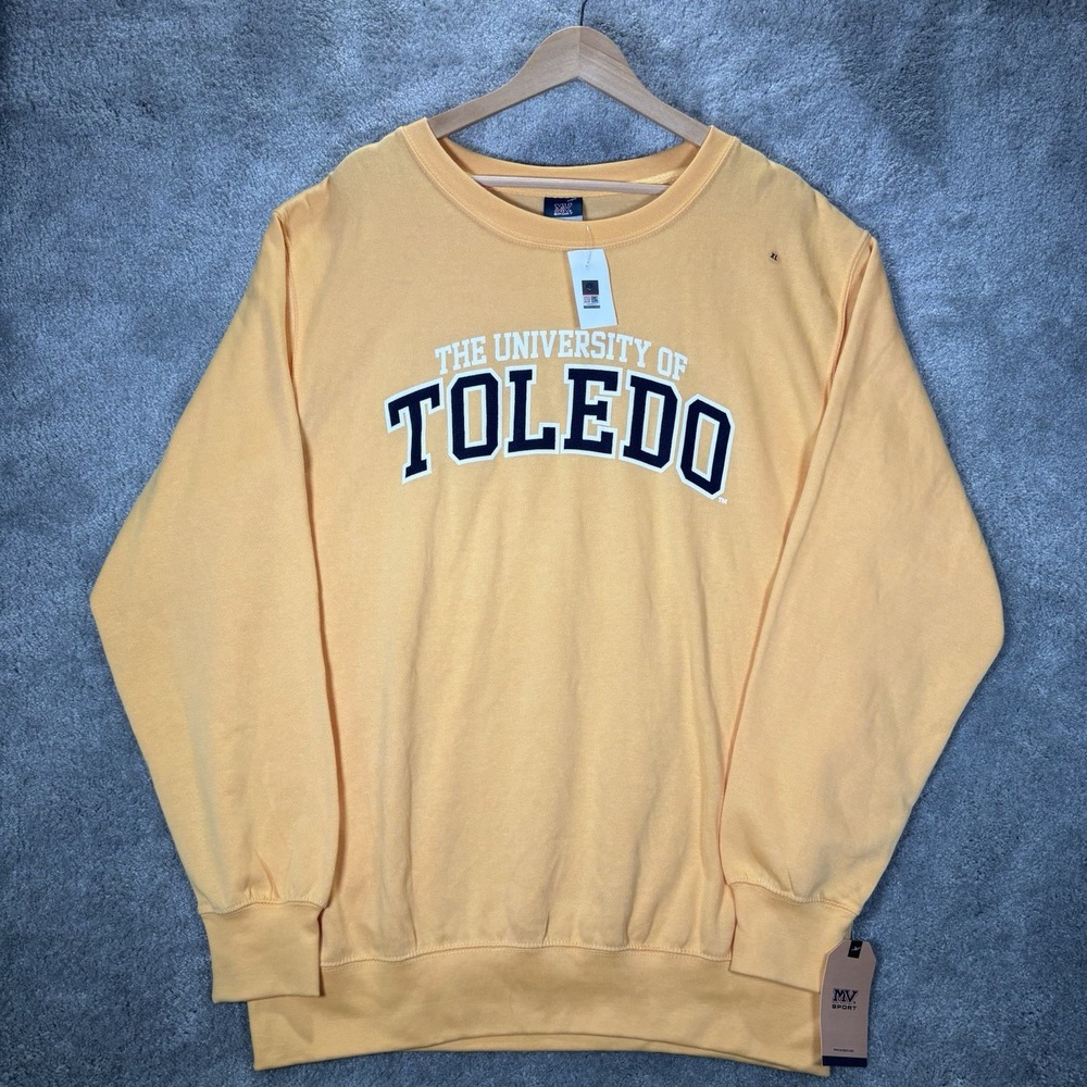 Vintage Toledo Rockets Sweatshirt Mens XL Crewneck Yellow Graphic MV Sport NWT